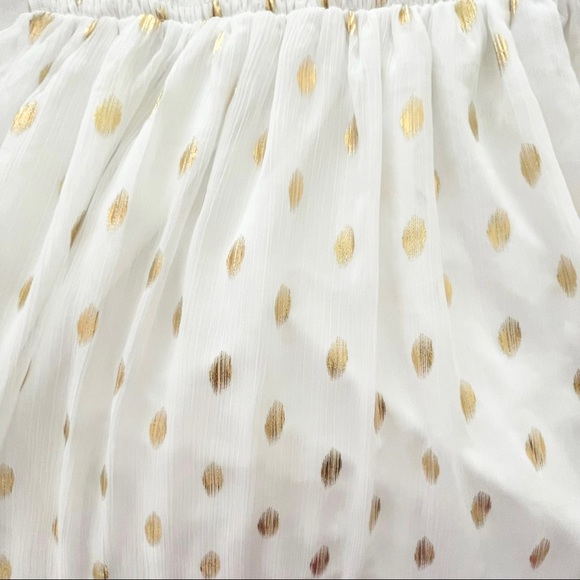 NWOT Lulus Cause to Celebrate White and Gold Dot Ruffled Tiered Midi Dress - Picture 7 of 11